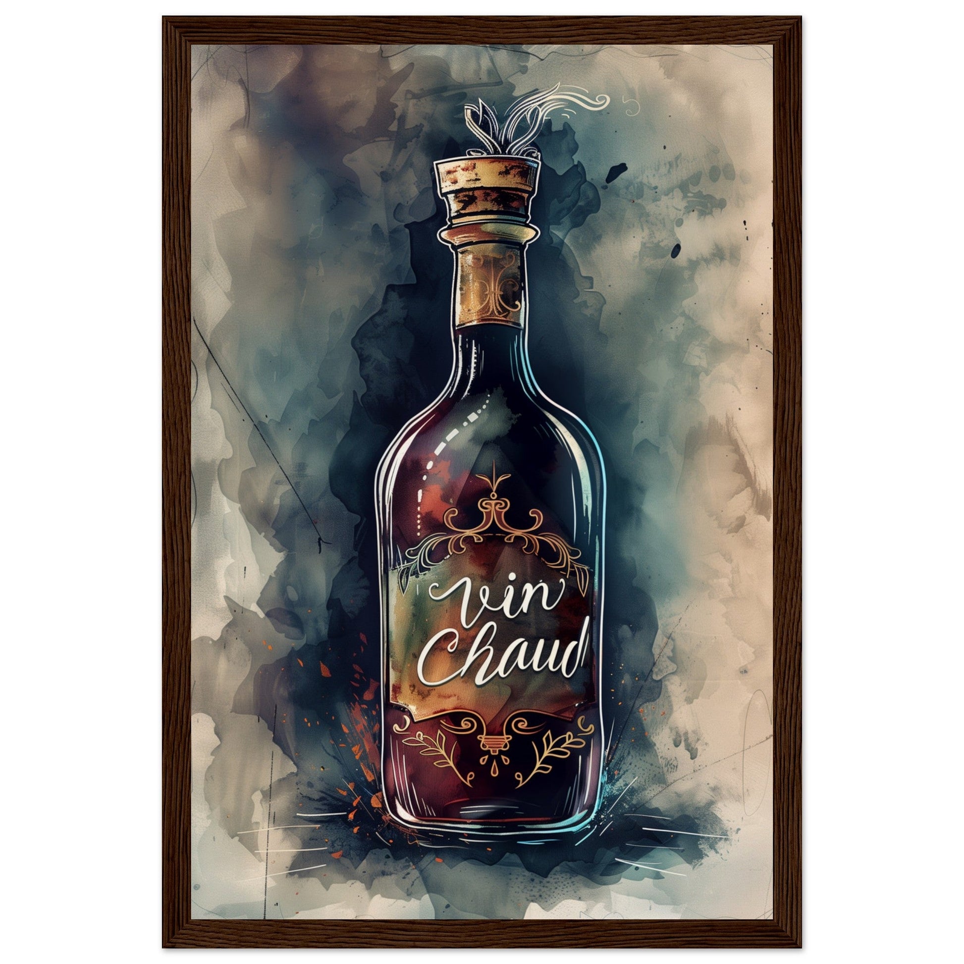 Affiche Vin Chaud ( 30x45-cm-Bois-foncé)