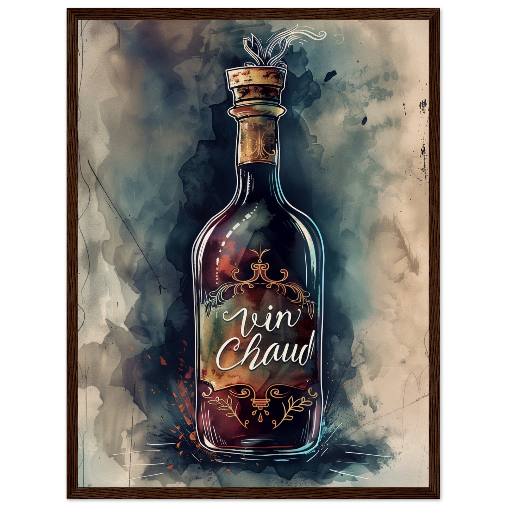 Affiche Vin Chaud ( 45x60-cm-Bois-foncé)