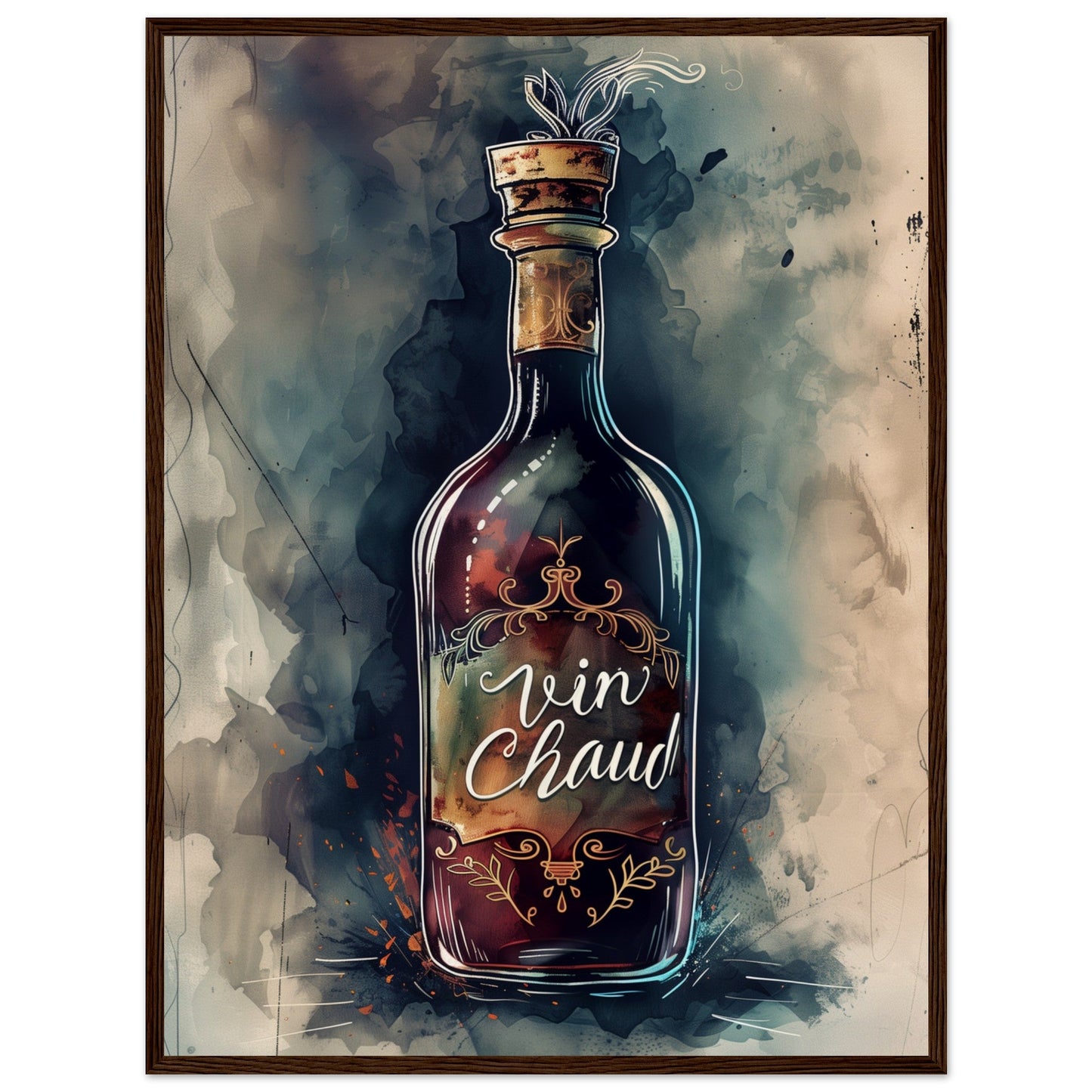 Affiche Vin Chaud ( 60x80-cm-Bois-foncé)