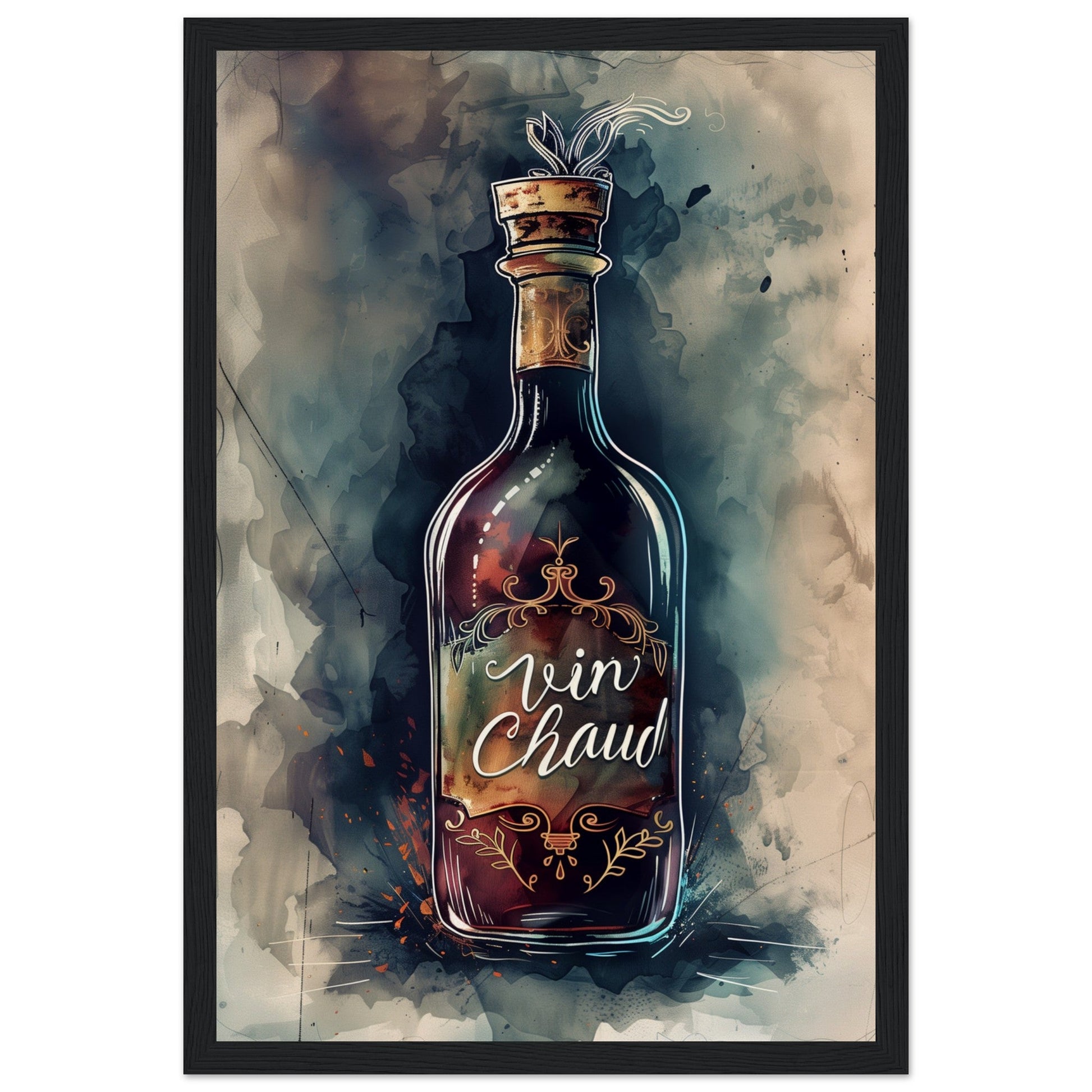 Affiche Vin Chaud ( 30x45-cm-Bois-noir)