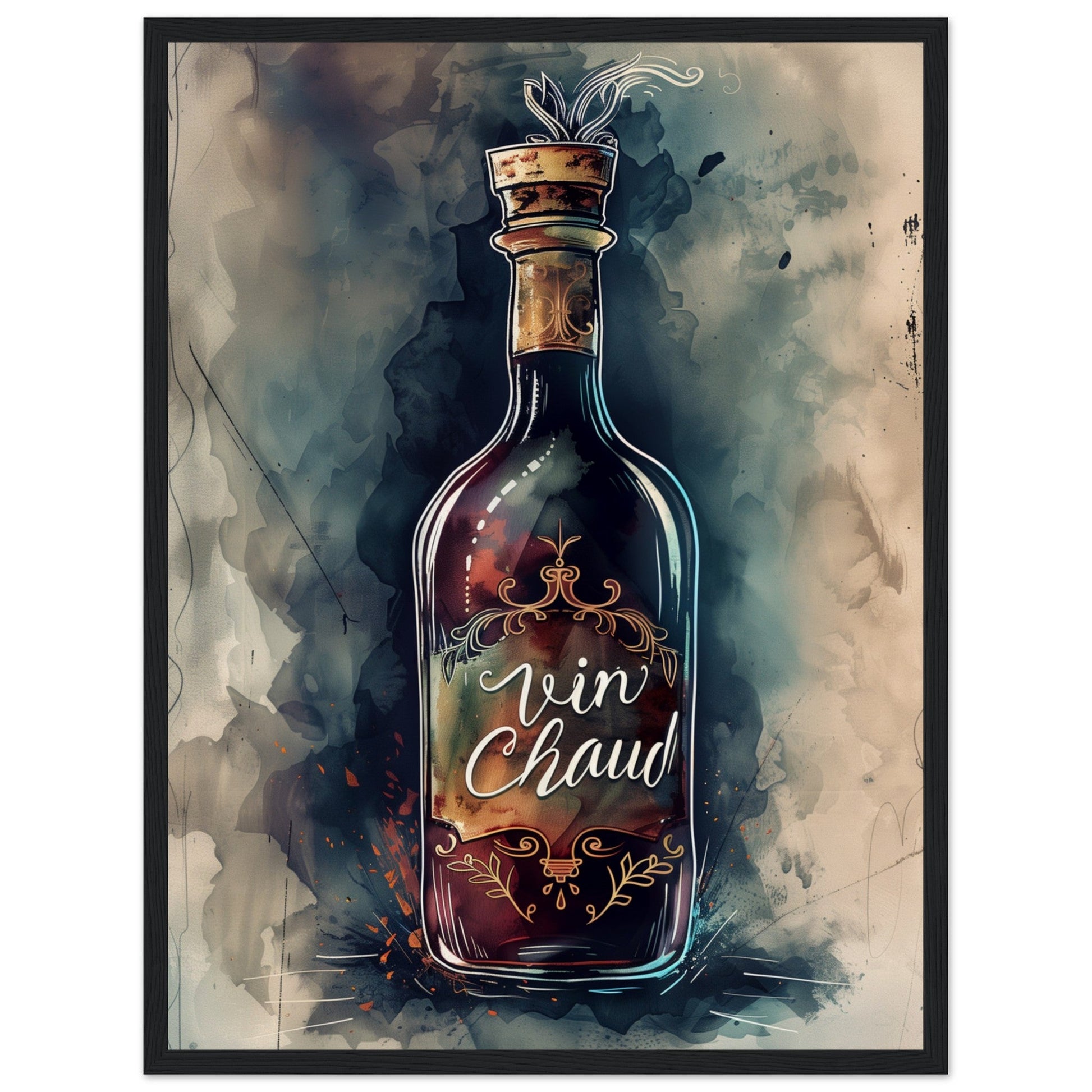 Affiche Vin Chaud ( 45x60-cm-Bois-noir)