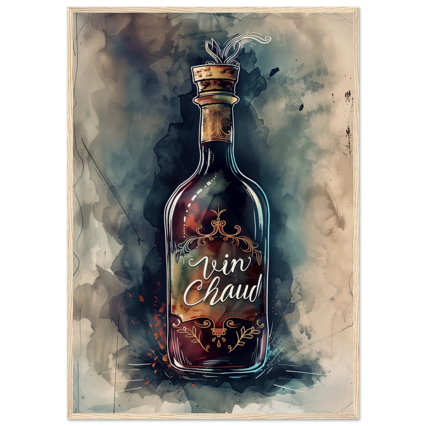 Affiche Vin Chaud ( 70x100-cm-Bois-clair)