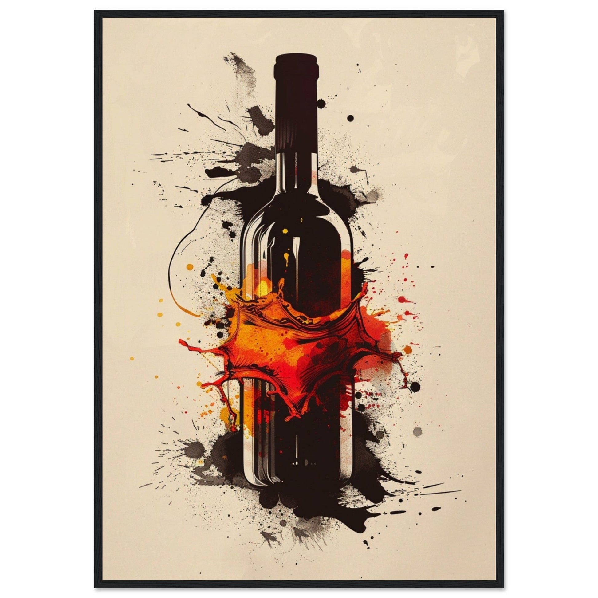 Affiche Vin Design ( 70x100-cm-Bois-noir)