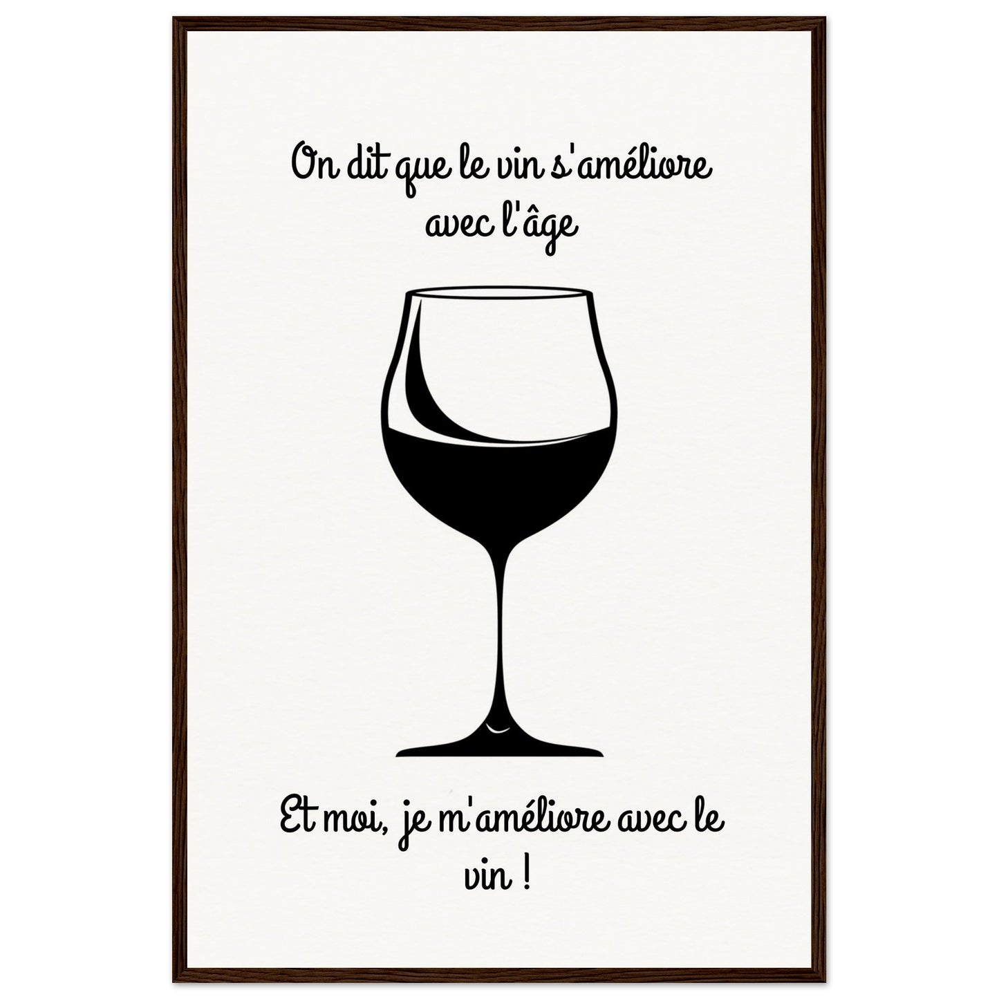 Affiche Vin Humour ( 60x90-cm-Bois-foncé)