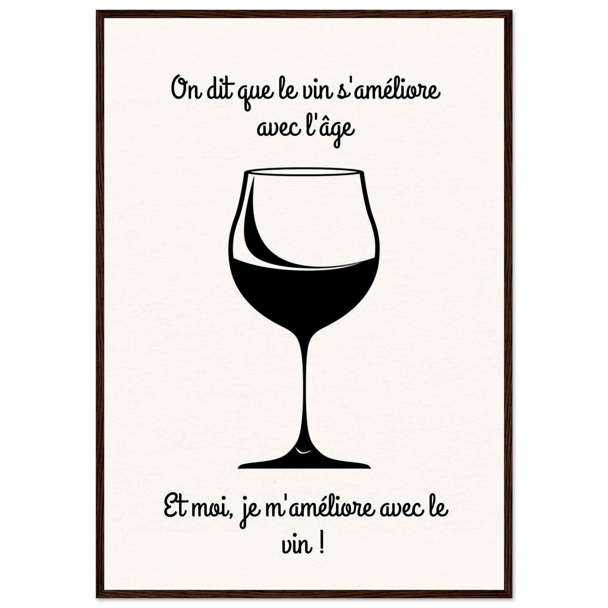 Affiche Vin Humour ( 70x100-cm-Bois-foncé)