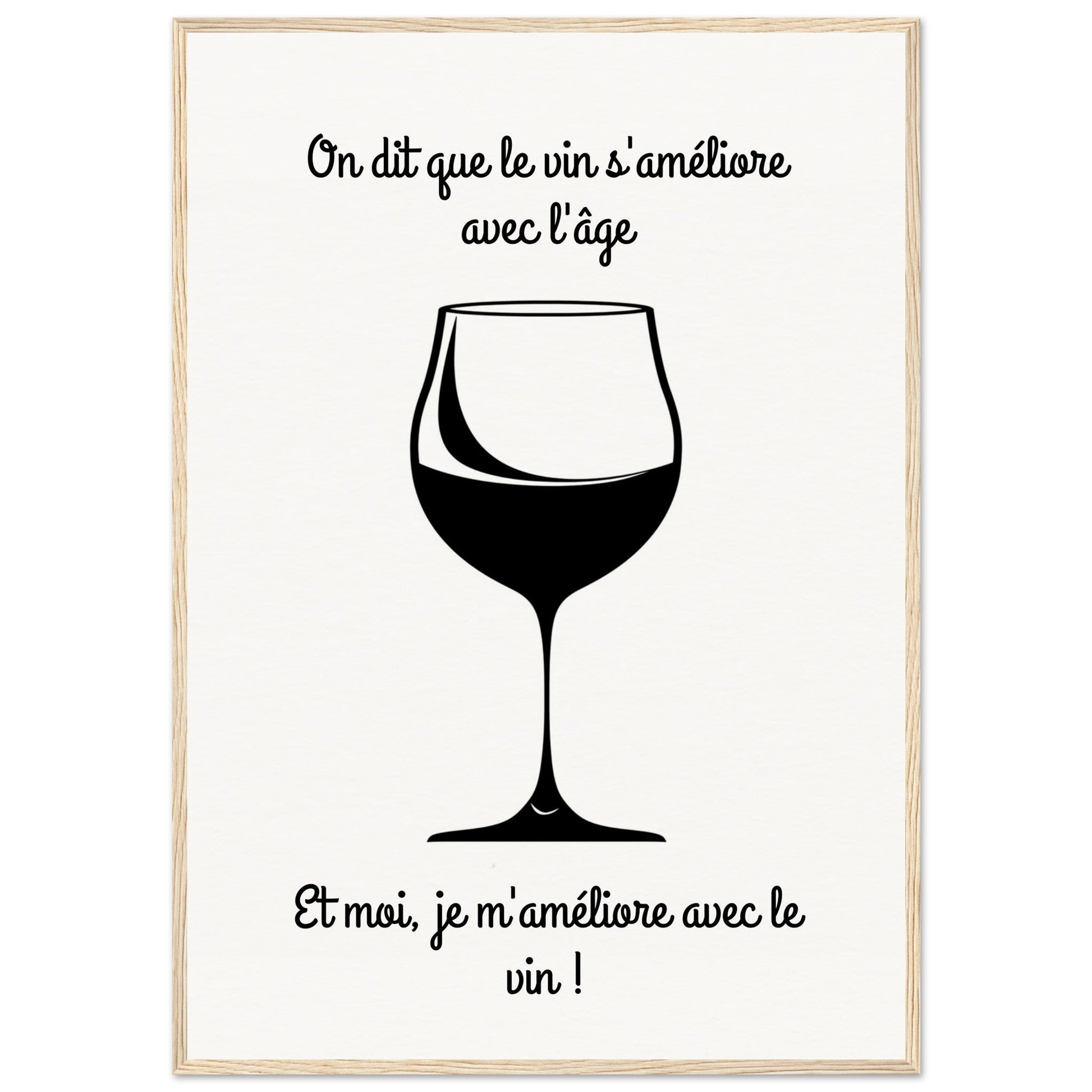 Affiche Vin Humour ( 70x100-cm-Bois-clair)