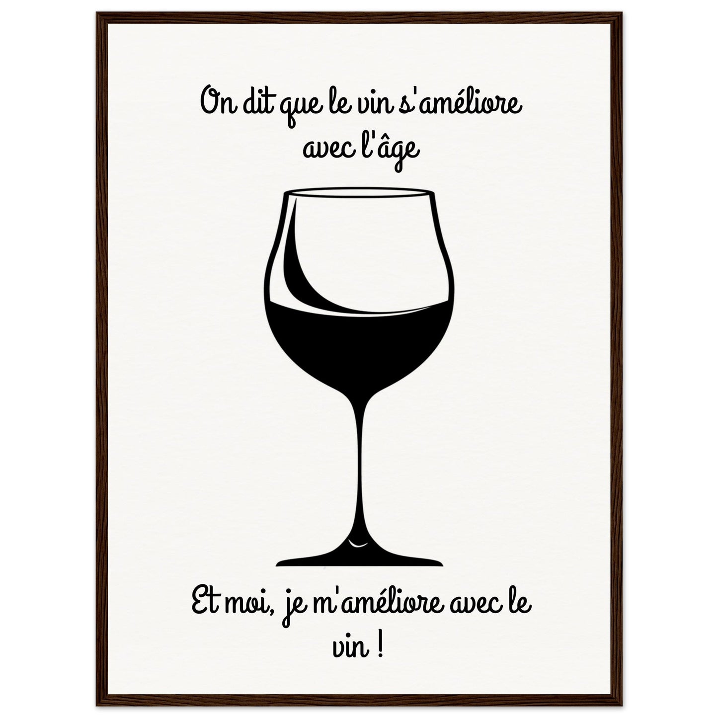 Affiche Vin Humour ( 60x80-cm-Bois-foncé)