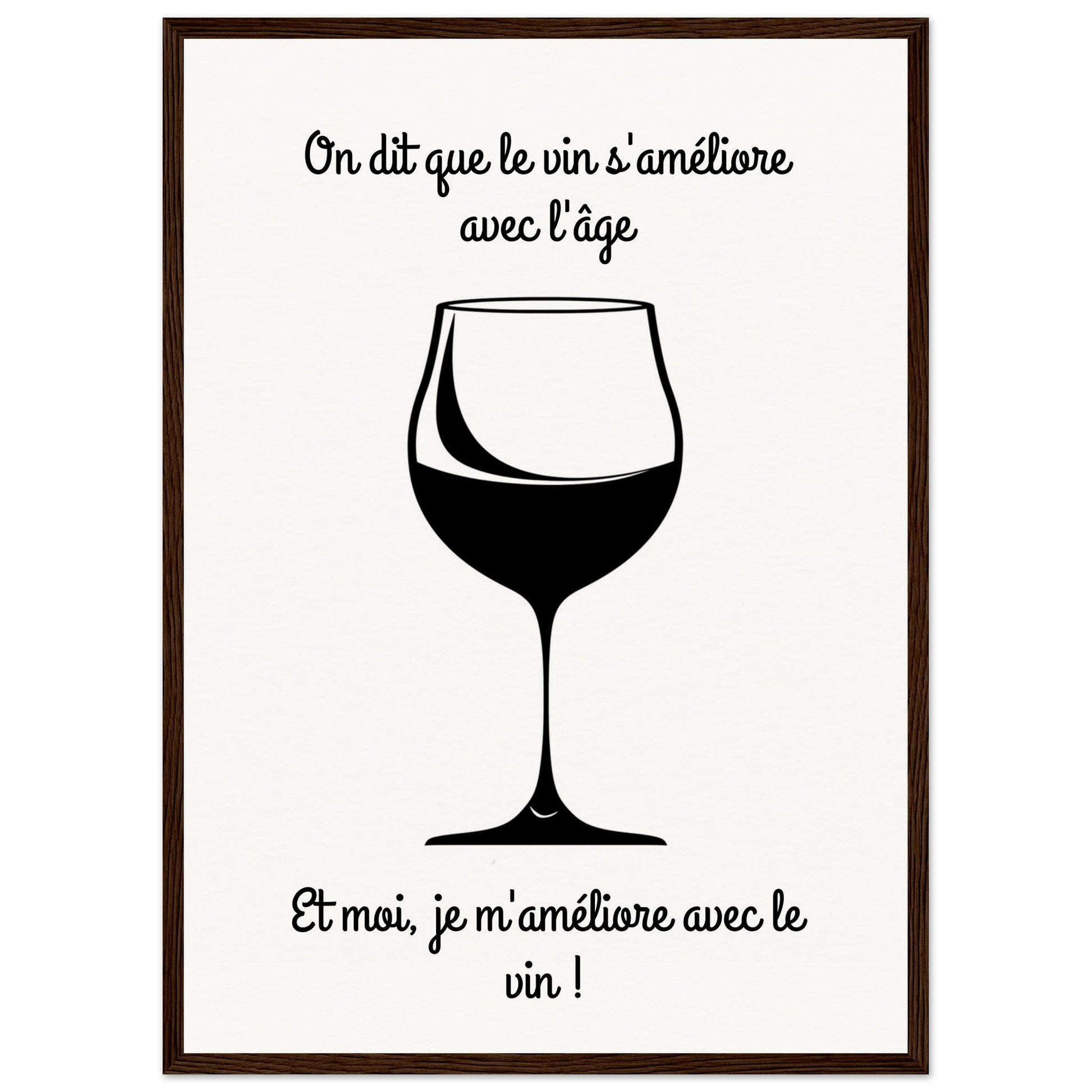 Affiche Vin Humour ( 50x70-cm-Bois-foncé)