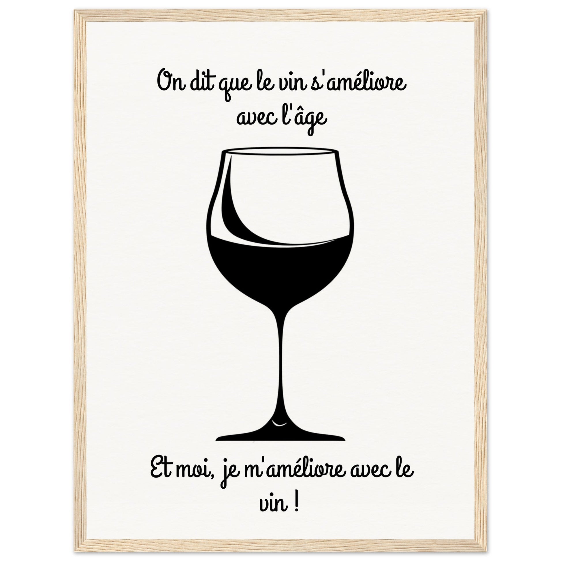 Affiche Vin Humour ( 45x60-cm-Bois-clair)