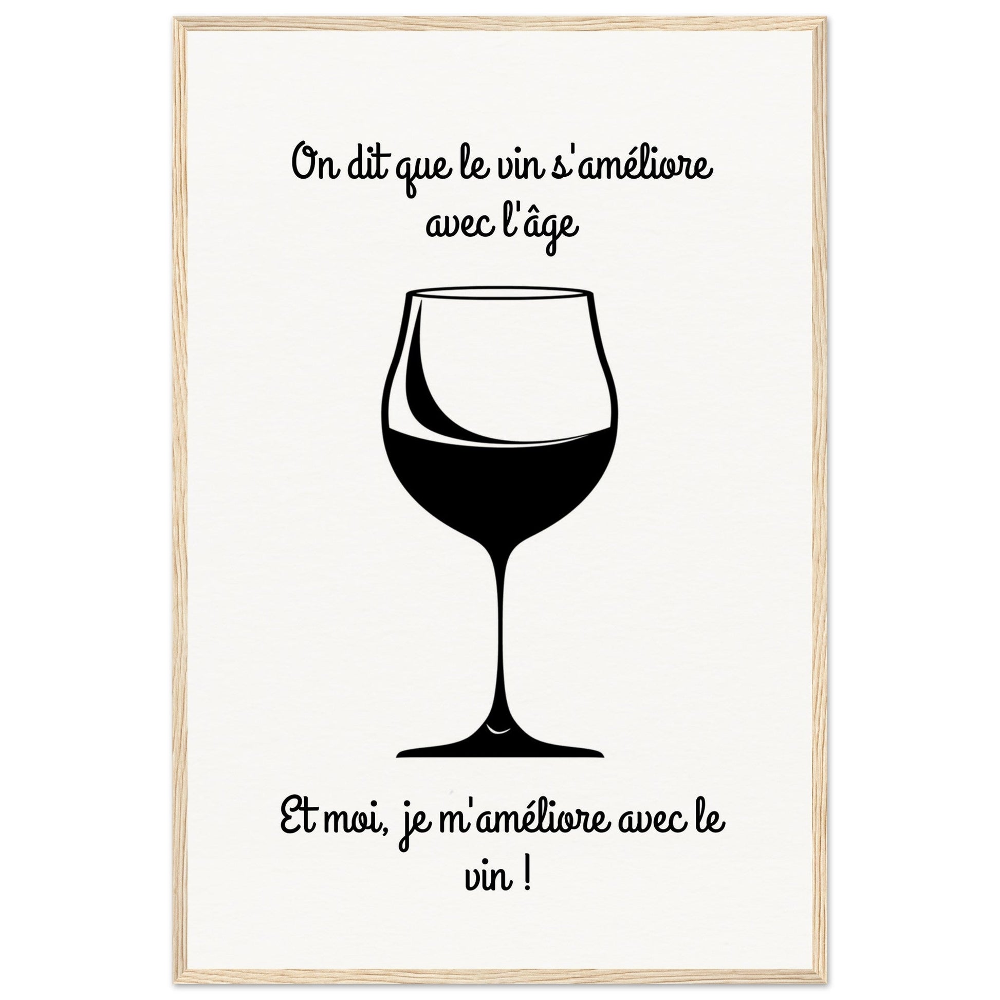 Affiche Vin Humour ( 60x90-cm-Bois-clair)