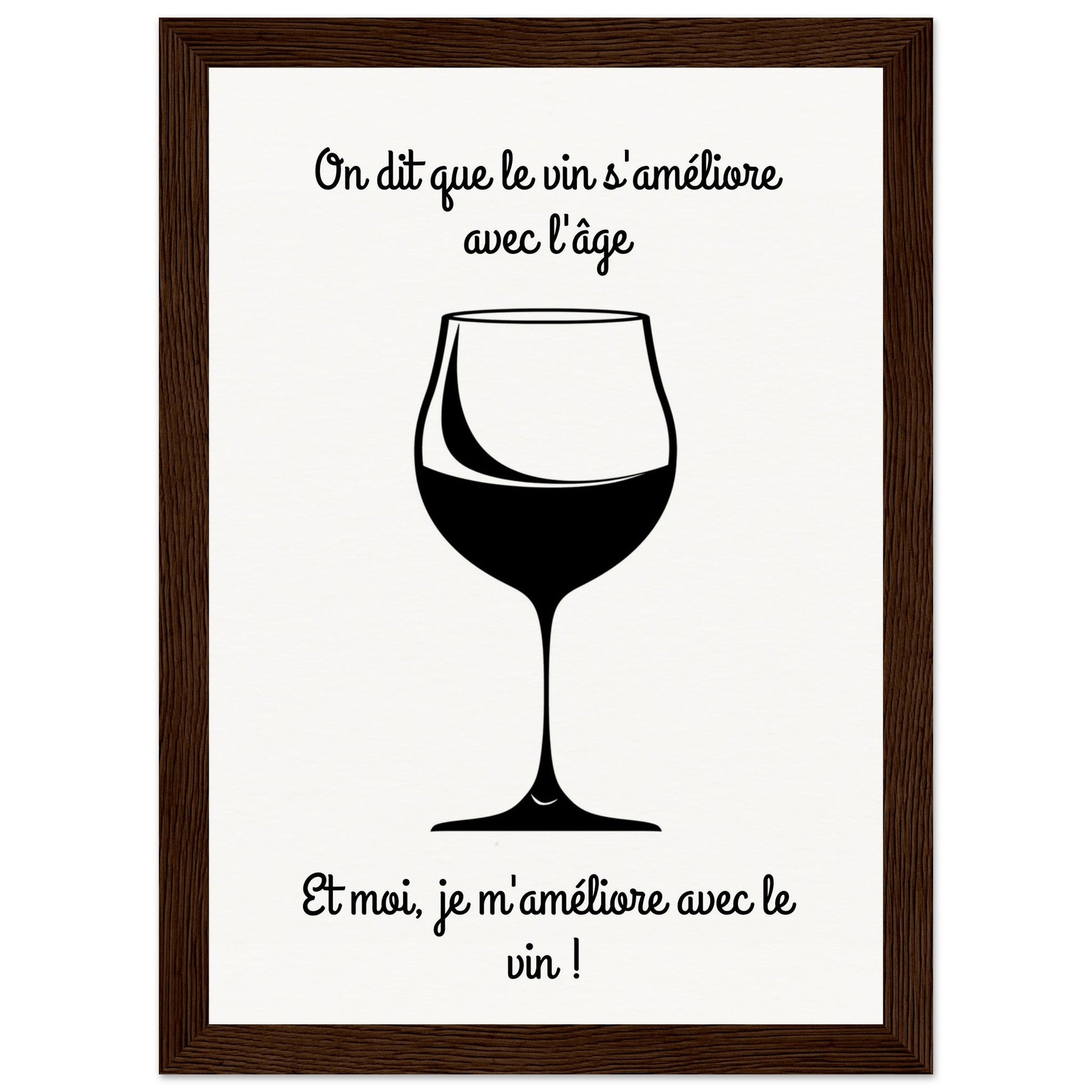 Affiche Vin Humour ( 21x29.7-cm-Bois-foncé)