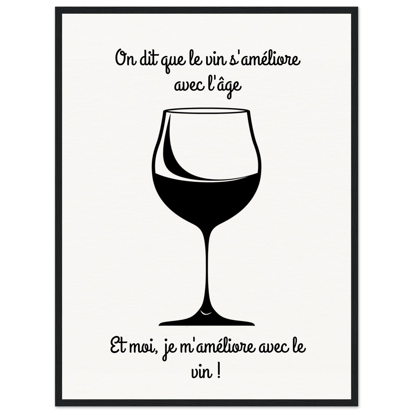 Affiche Vin Humour ( 60x80-cm-Bois-noir)