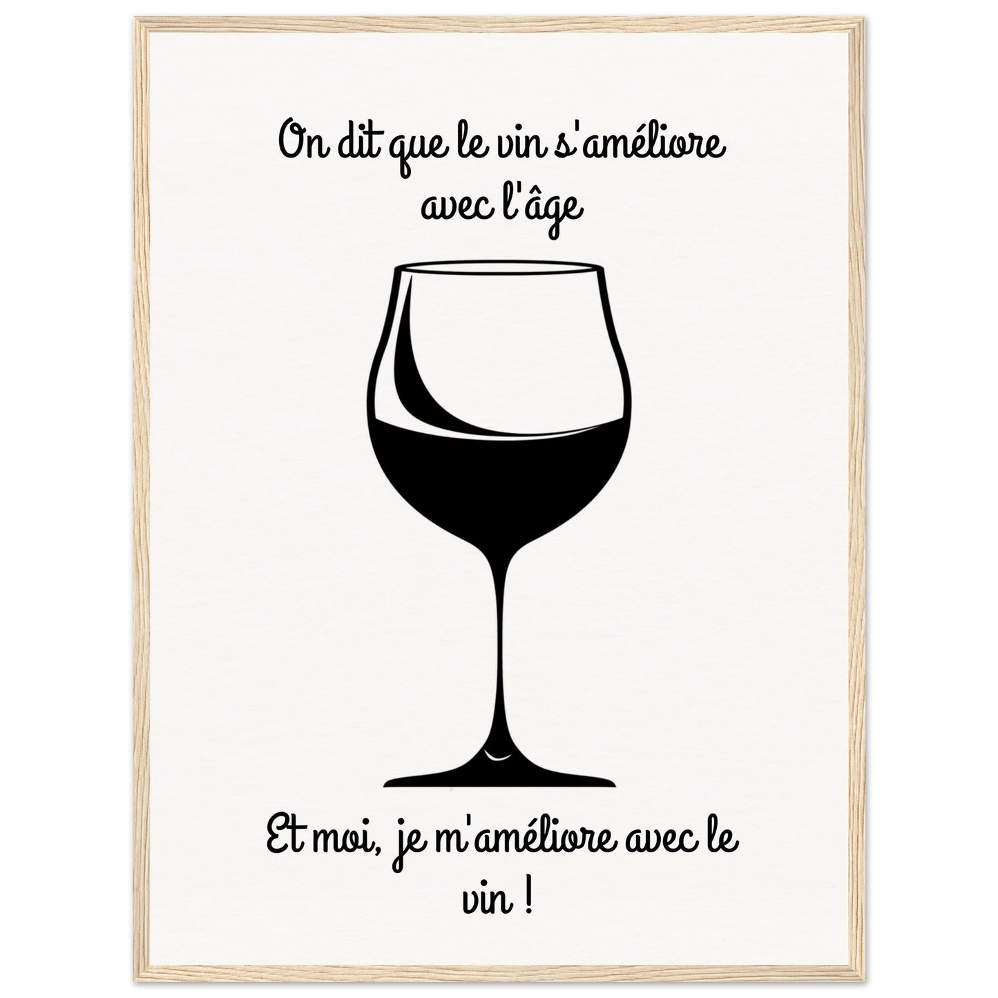 Affiche Vin Humour ( 60x80-cm-Bois-clair)