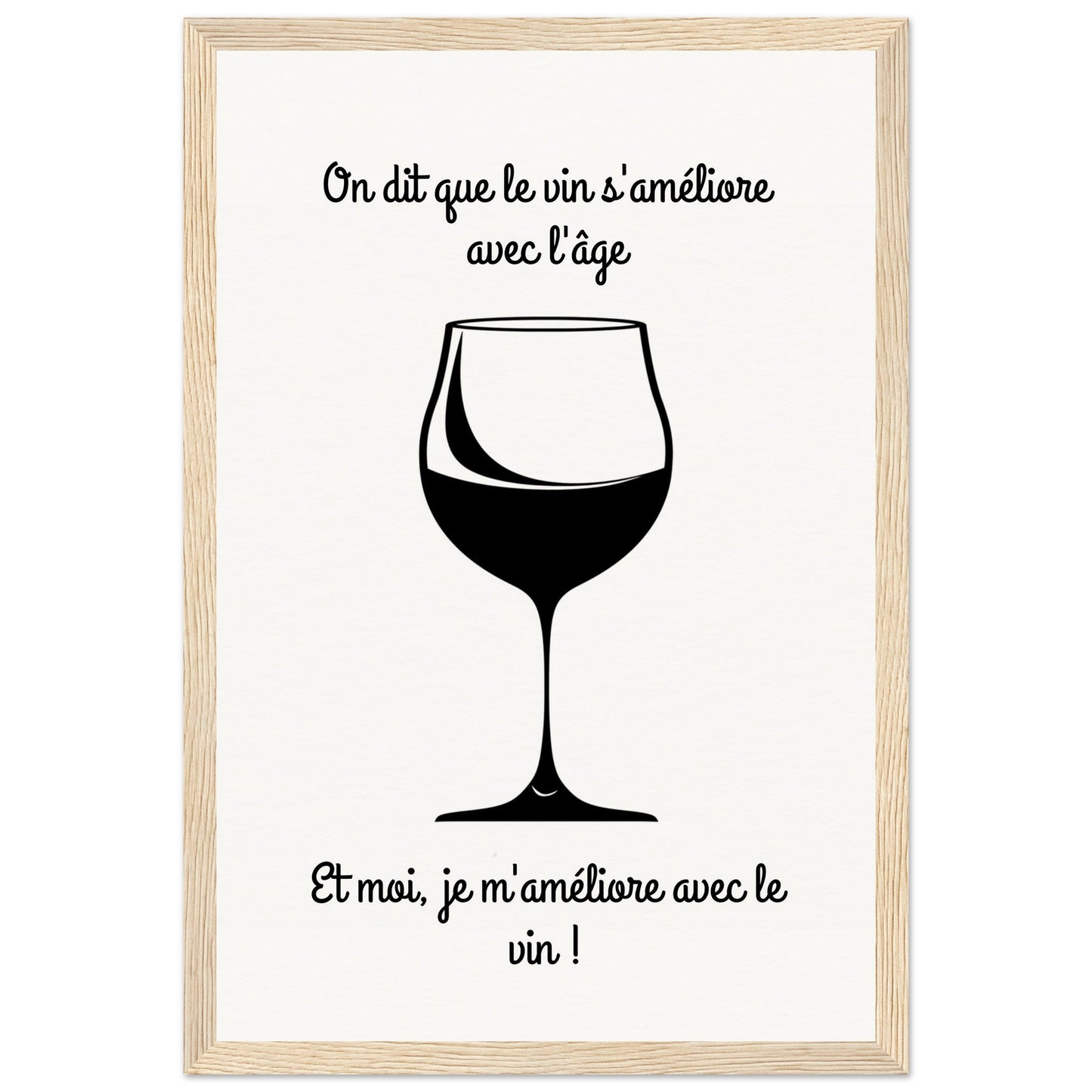 Affiche Vin Humour ( 30x45-cm-Bois-clair)