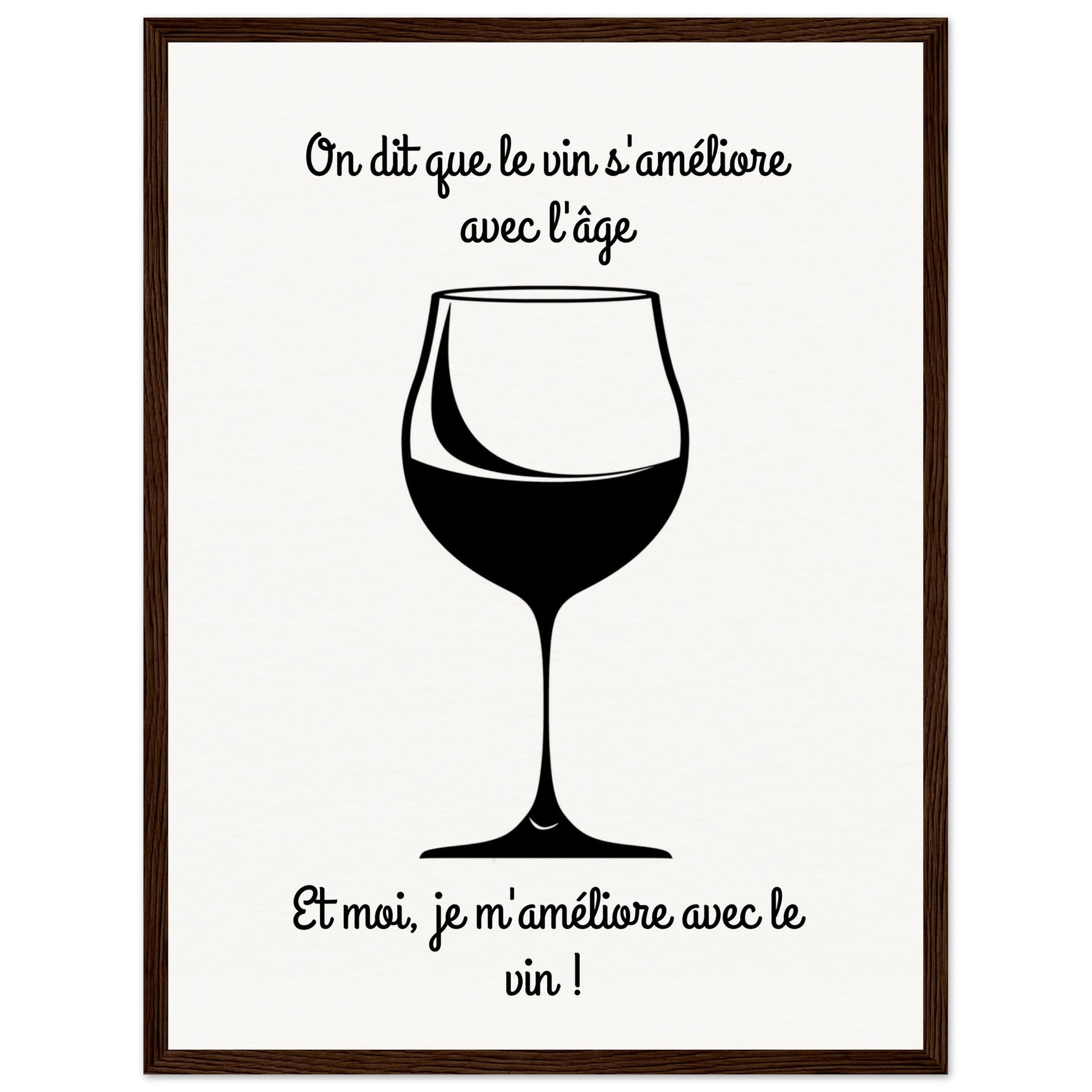 Affiche Vin Humour ( 45x60-cm-Bois-foncé)