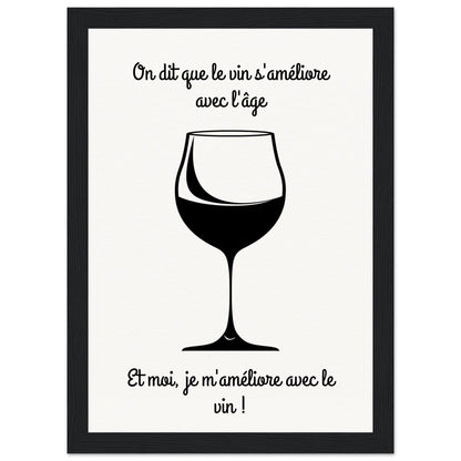 Affiche Vin Humour ( 21x29.7-cm-Bois-noir)