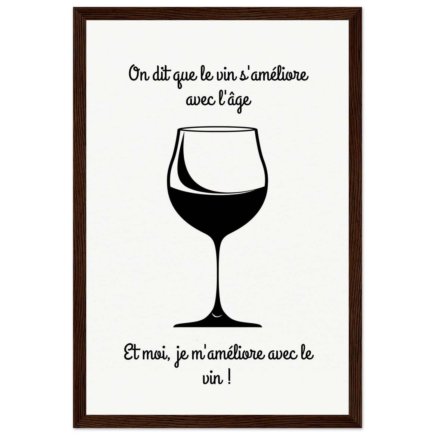 Affiche Vin Humour ( 30x45-cm-Bois-foncé)