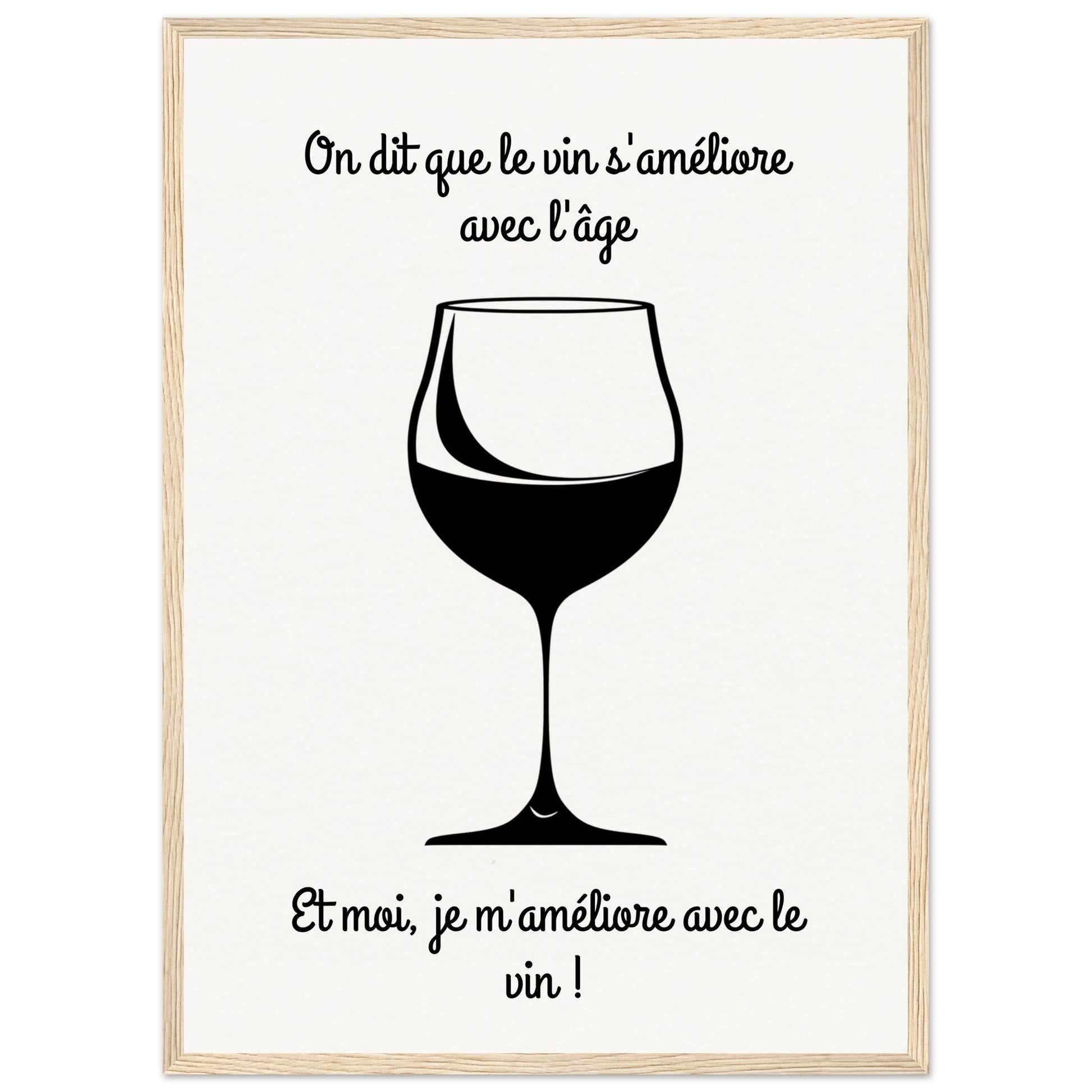 Affiche Vin Humour ( 50x70-cm-Bois-clair)