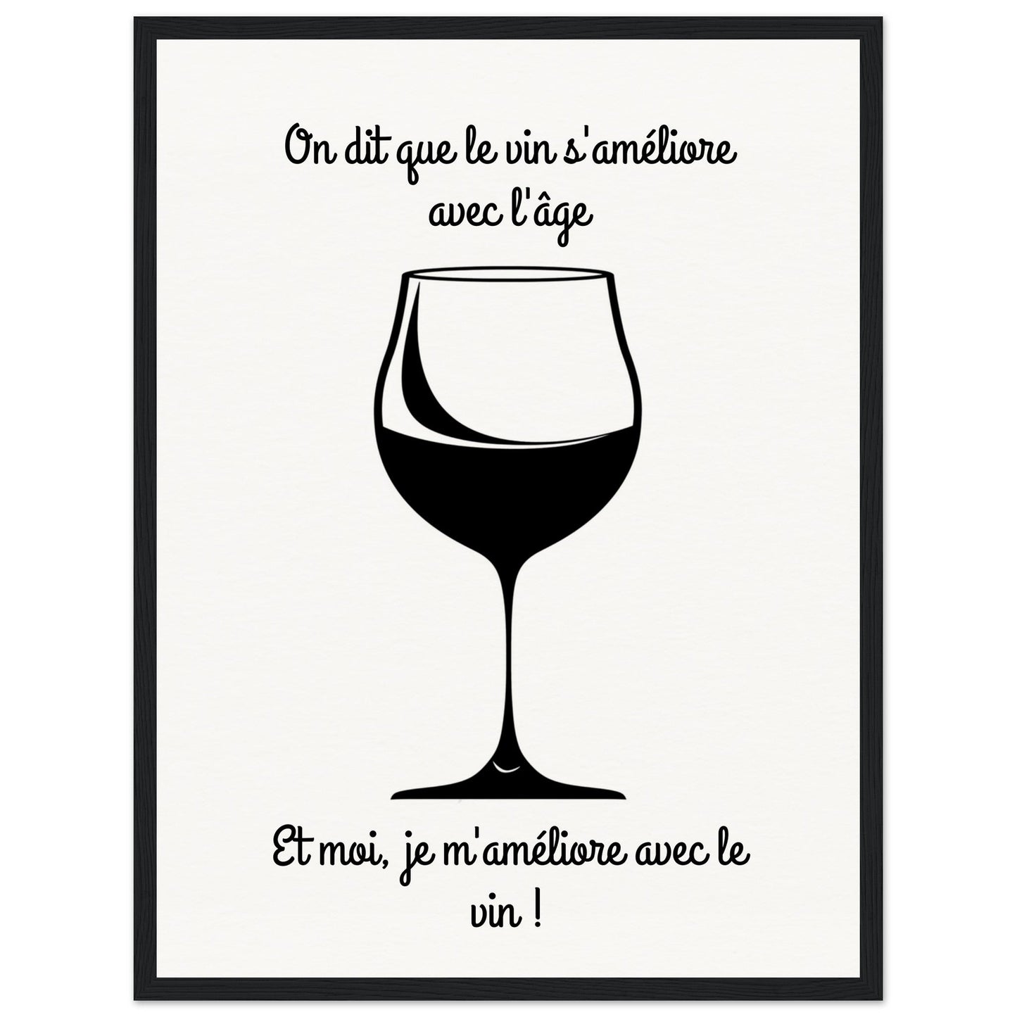 Affiche Vin Humour ( 45x60-cm-Bois-noir)