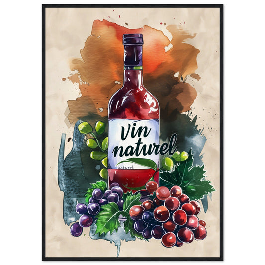 Affiche Vin Naturel ( 70x100-cm-Bois-noir)