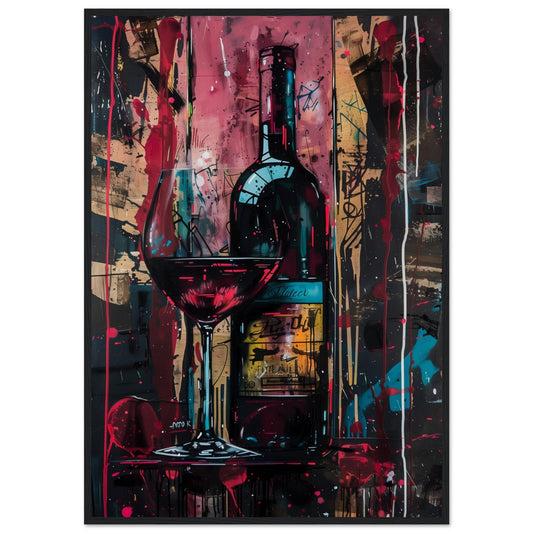 Affiche Vin Rouge ( 70x100-cm-Bois-noir)