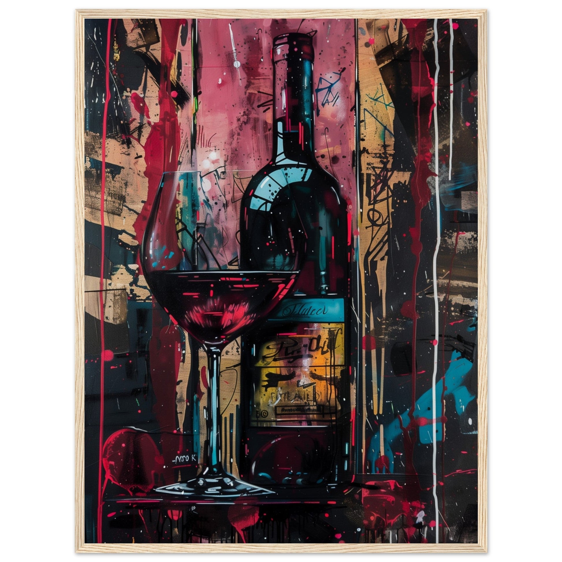 Affiche Vin Rouge ( 60x80-cm-Bois-clair)