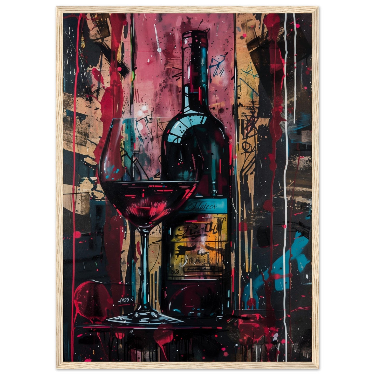 Affiche Vin Rouge ( 50x70-cm-Bois-clair)