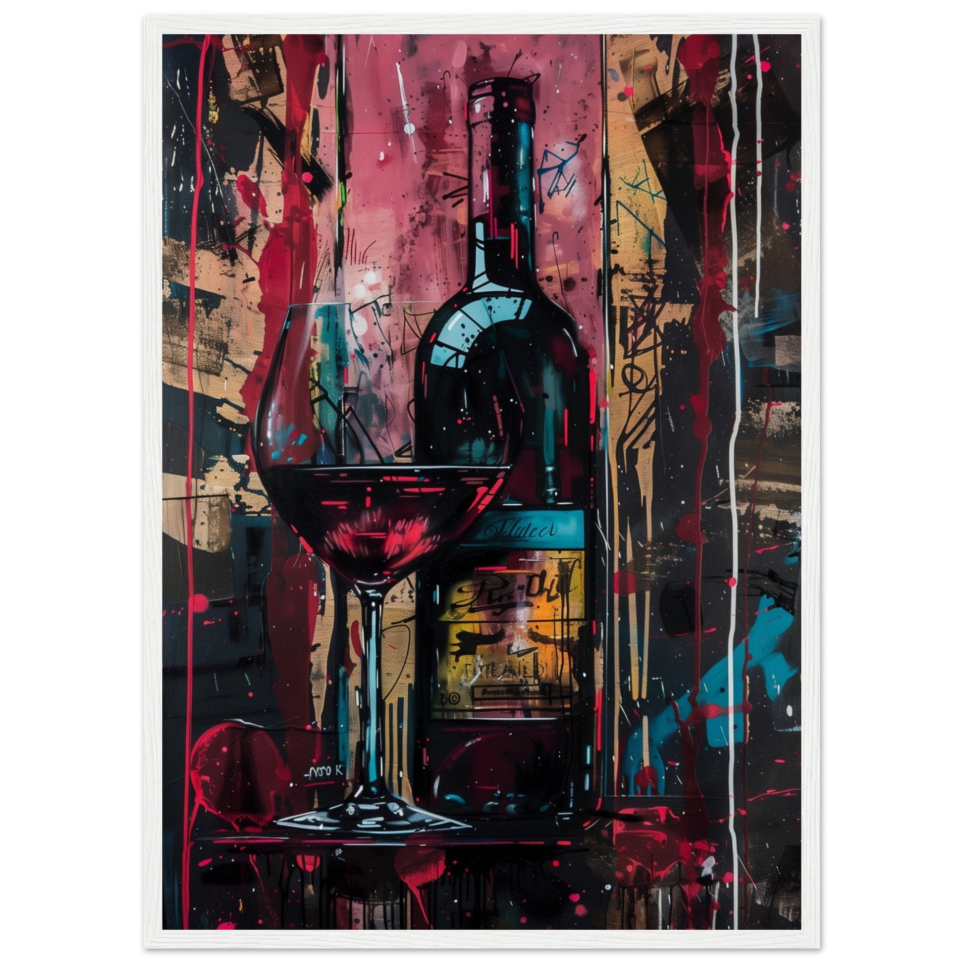 Affiche Vin Rouge ( 50x70-cm-Bois-blanc)