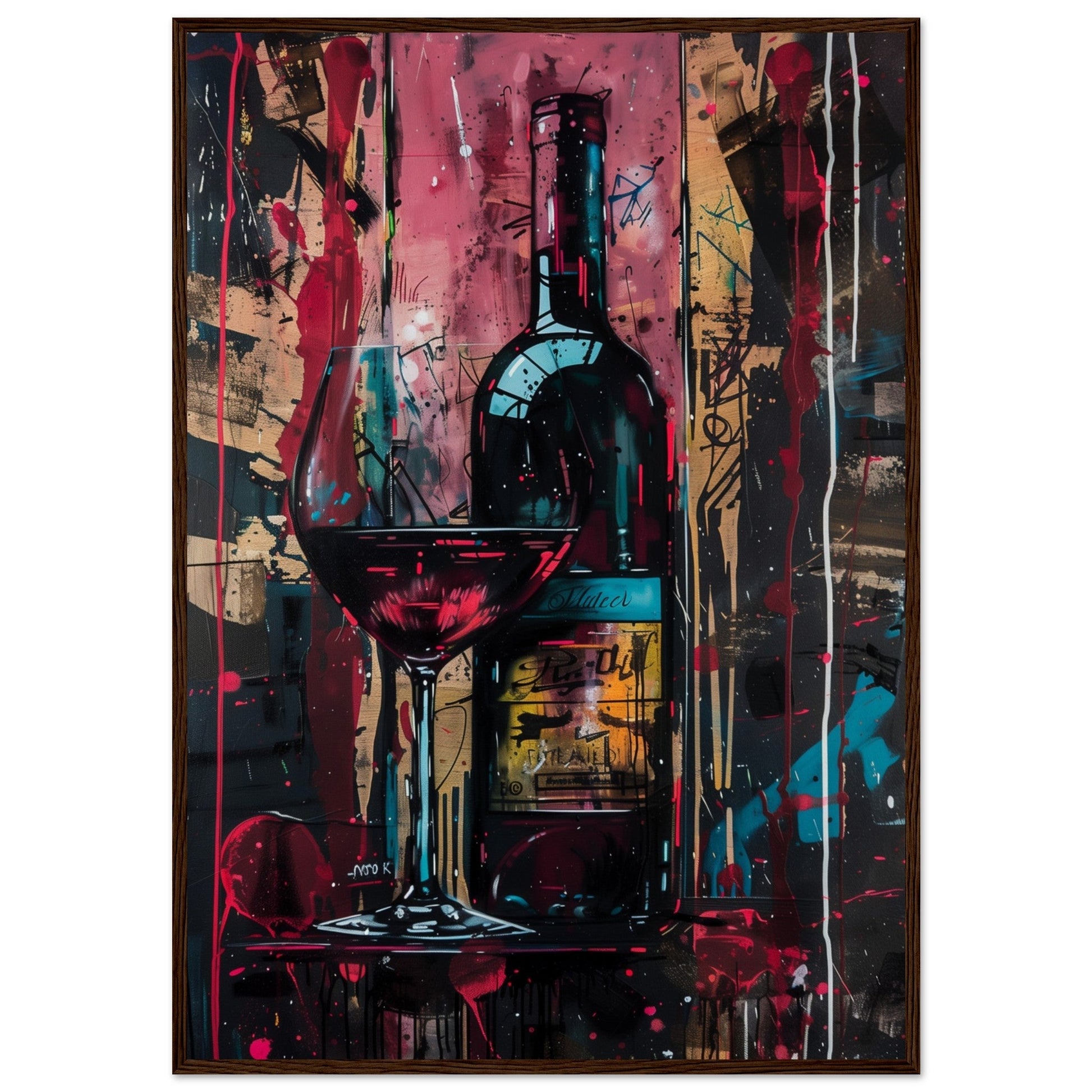 Affiche Vin Rouge ( 70x100-cm-Bois-foncé)