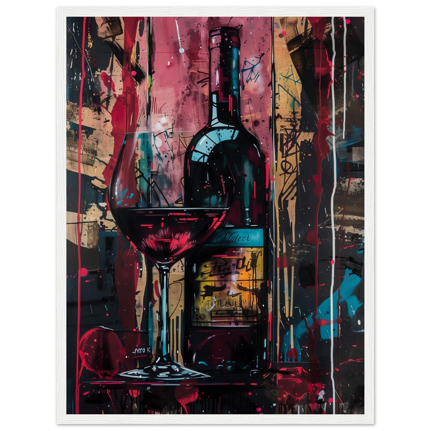 Affiche Vin Rouge ( 45x60-cm-Bois-blanc)