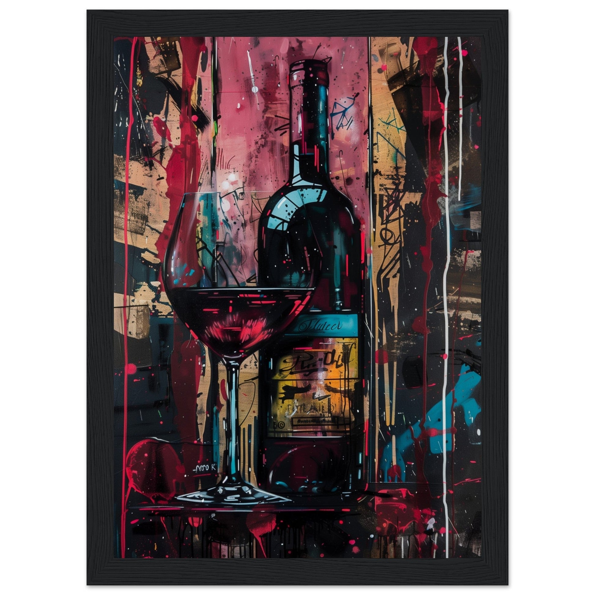 Affiche Vin Rouge ( 21x29.7-cm-Bois-noir)