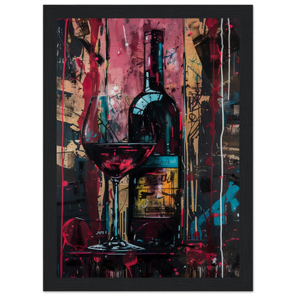 Affiche Vin Rouge ( 21x29.7-cm-Bois-noir)