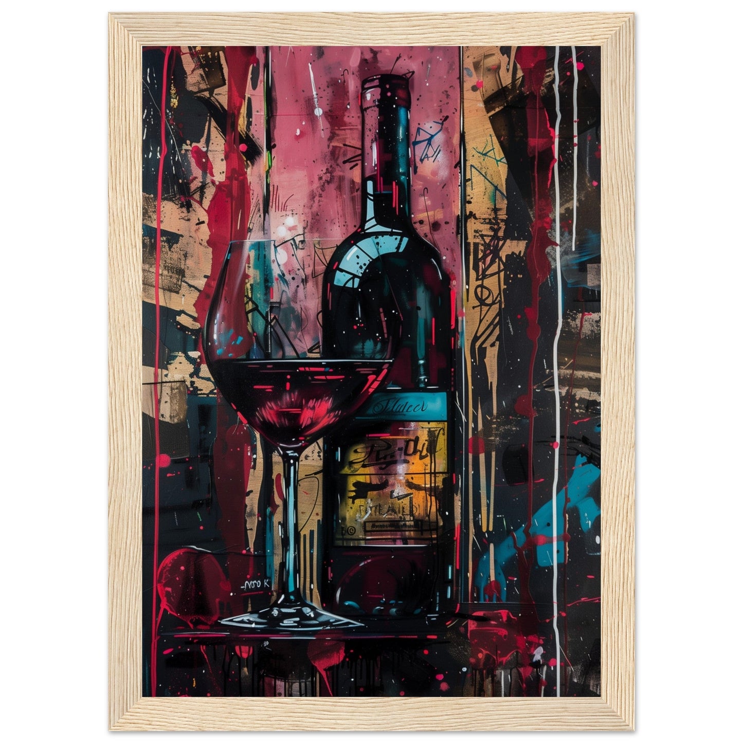 Affiche Vin Rouge ( 21x29.7-cm-Bois-clair)