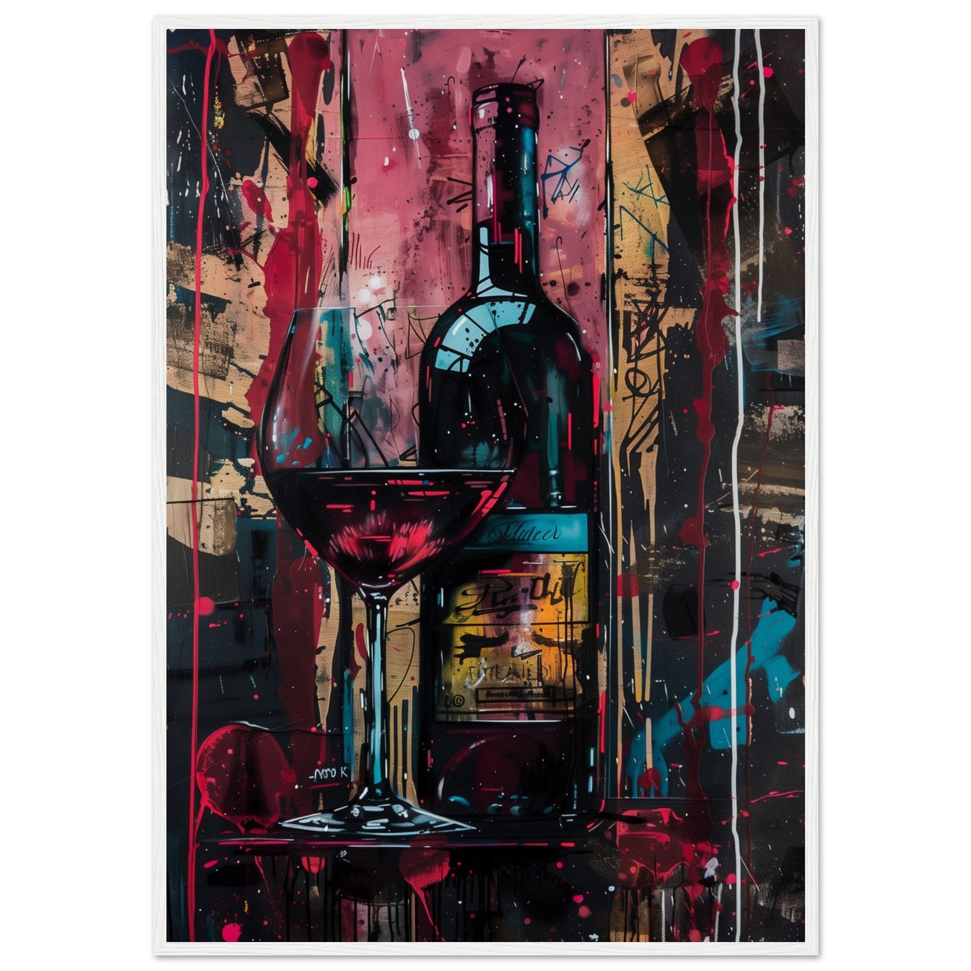 Affiche Vin Rouge ( 70x100-cm-Bois-blanc)