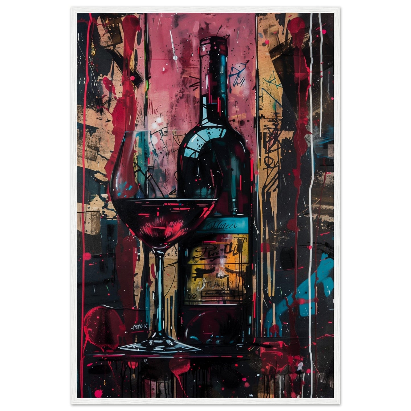 Affiche Vin Rouge ( 60x90-cm-Bois-blanc)