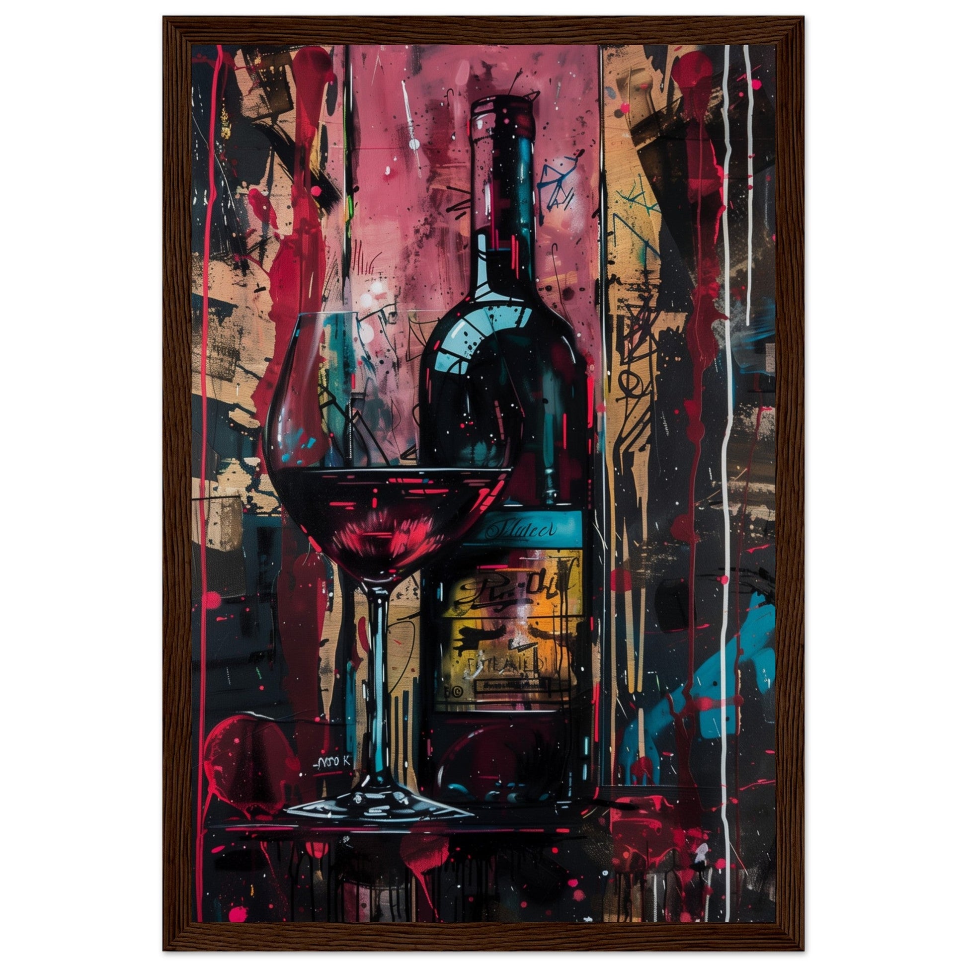 Affiche Vin Rouge ( 30x45-cm-Bois-foncé)