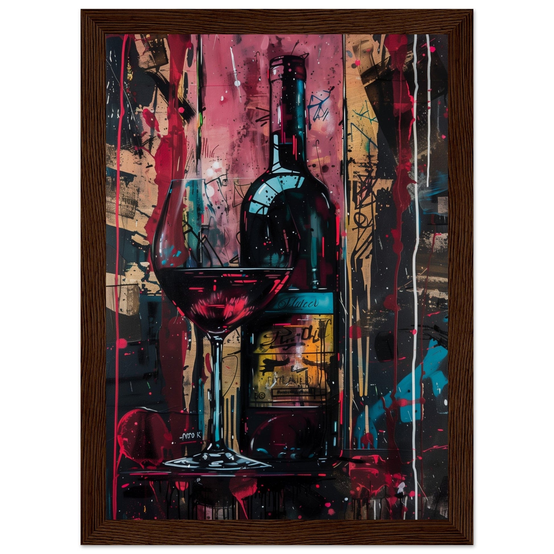 Affiche Vin Rouge ( 21x29.7-cm-Bois-foncé)