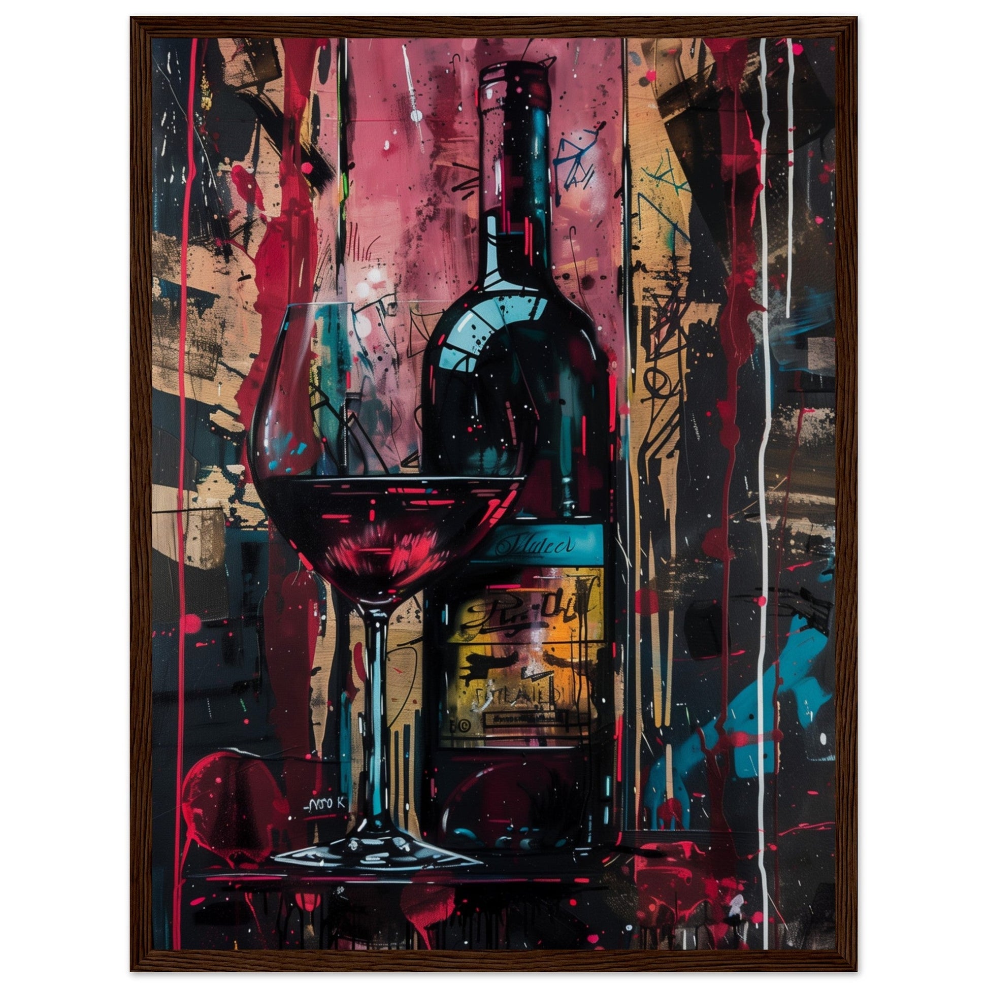 Affiche Vin Rouge ( 45x60-cm-Bois-foncé)