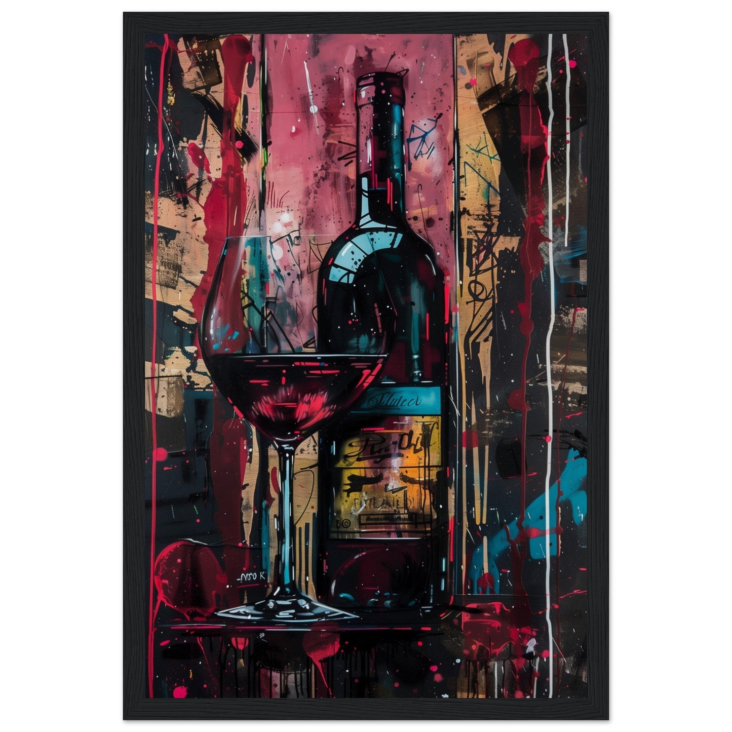 Affiche Vin Rouge ( 30x45-cm-Bois-noir)