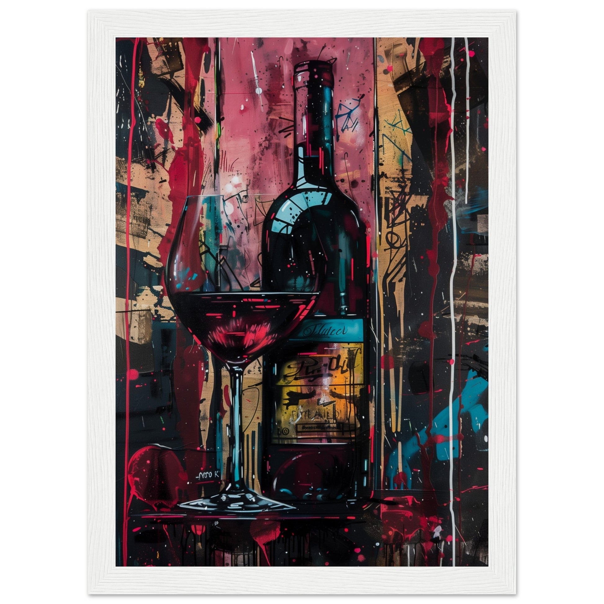 Affiche Vin Rouge ( 21x29.7-cm-Bois-blanc)