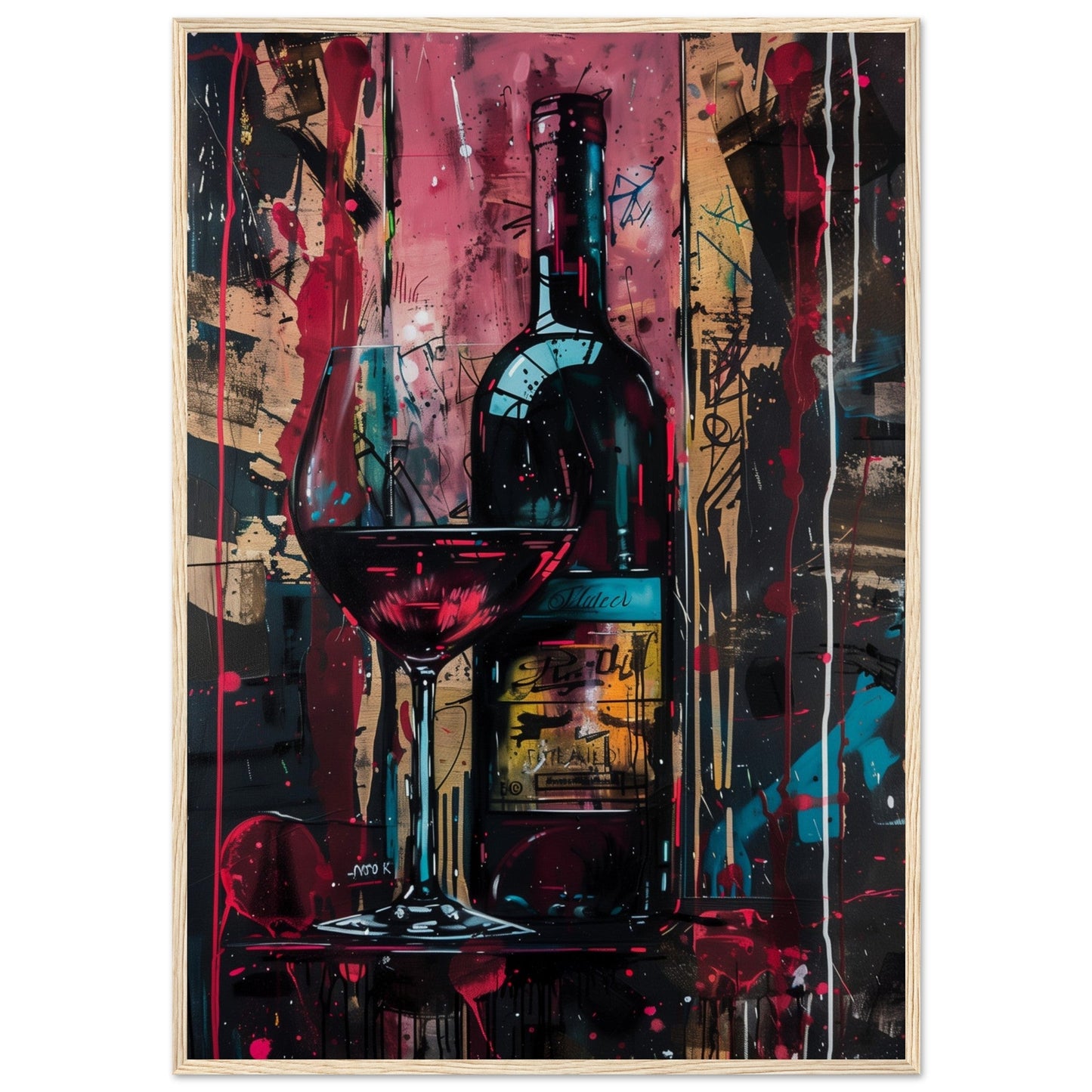 Affiche Vin Rouge ( 70x100-cm-Bois-clair)