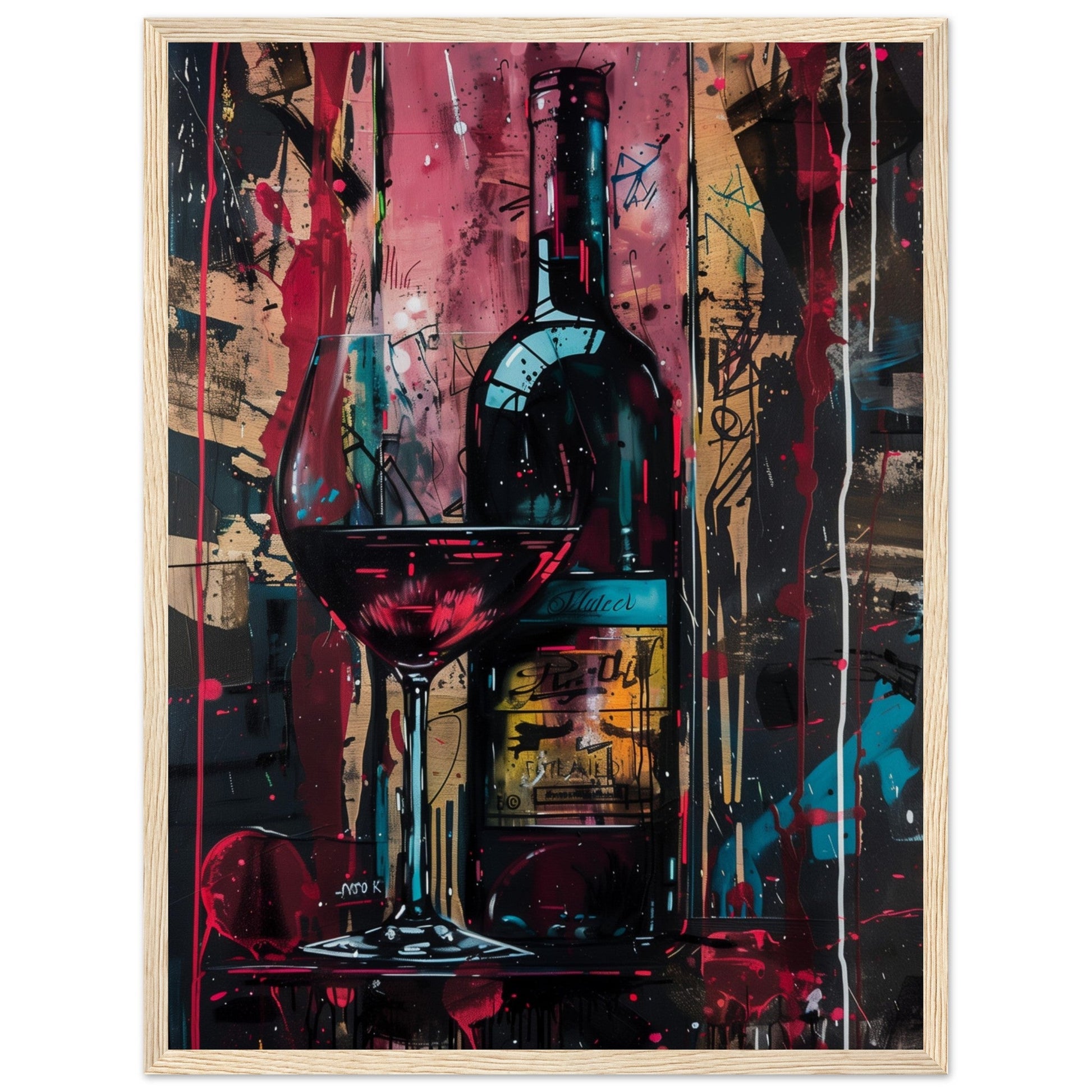 Affiche Vin Rouge ( 45x60-cm-Bois-clair)