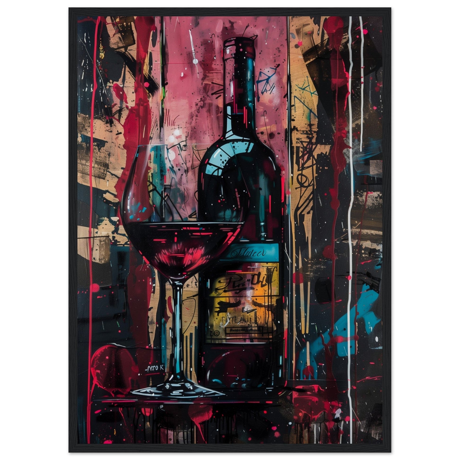 Affiche Vin Rouge ( 50x70-cm-Bois-noir)