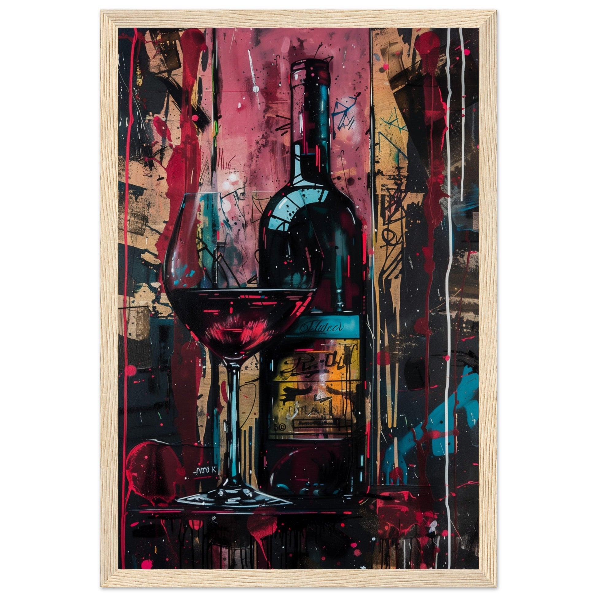 Affiche Vin Rouge ( 30x45-cm-Bois-clair)