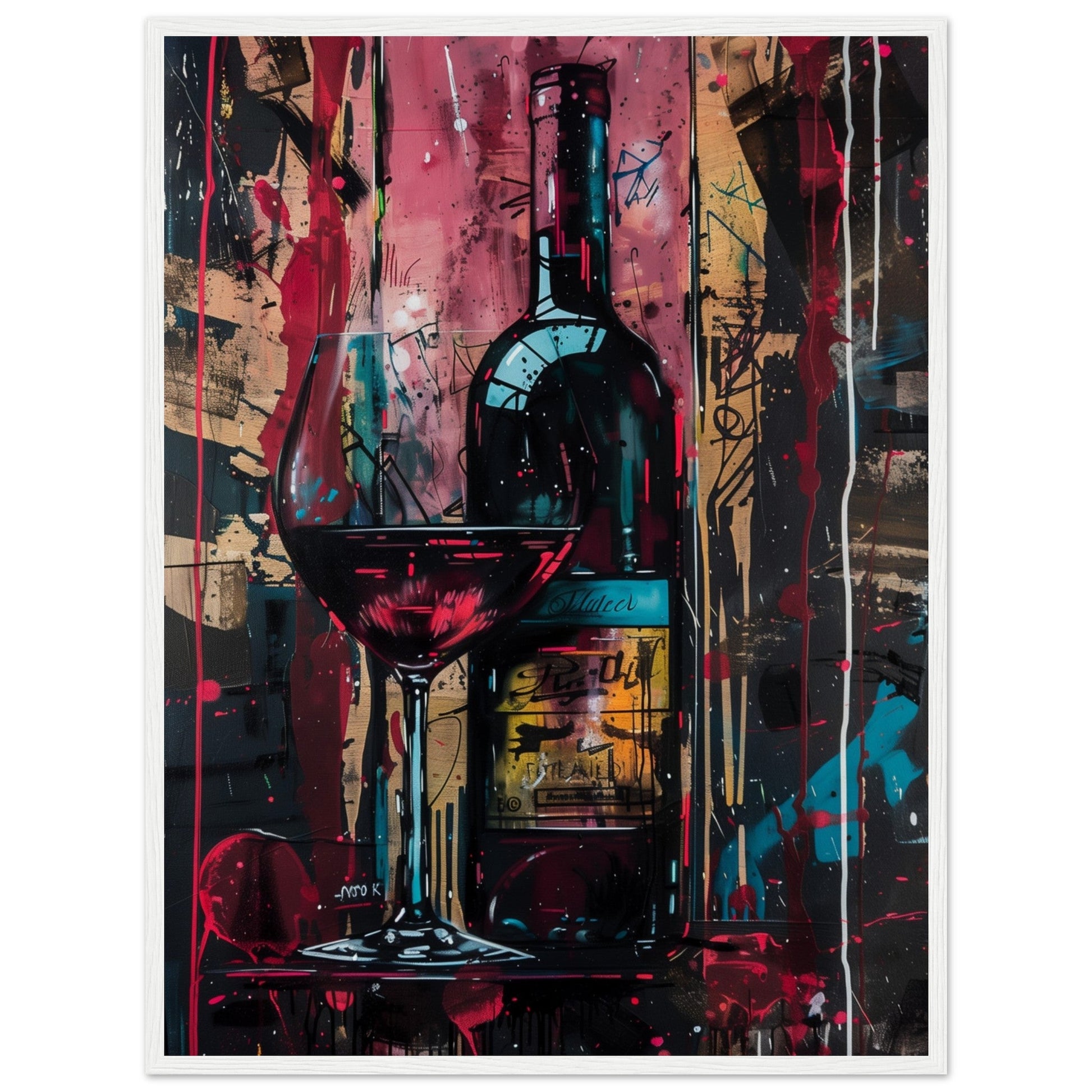 Affiche Vin Rouge ( 60x80-cm-Bois-blanc)