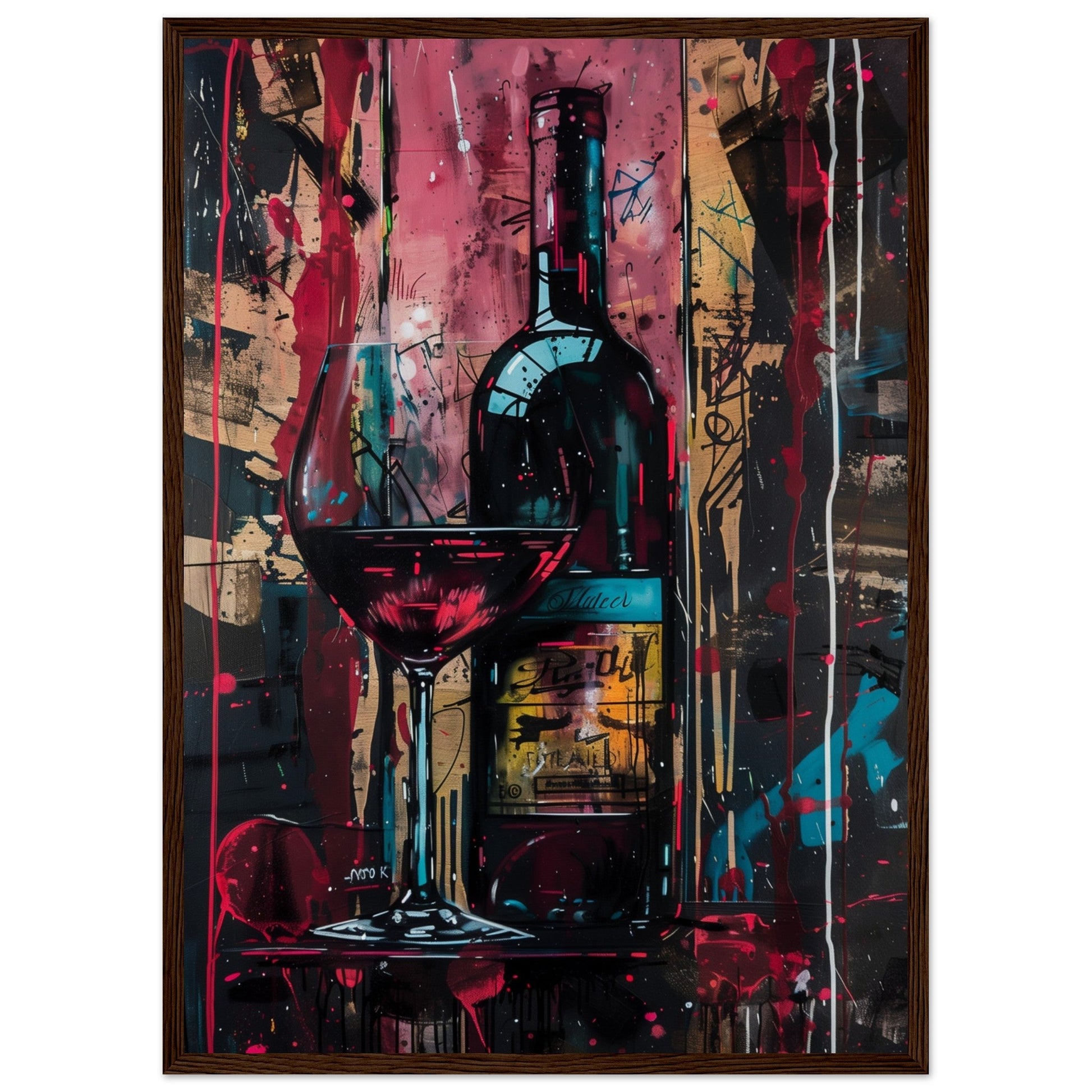 Affiche Vin Rouge ( 50x70-cm-Bois-foncé)