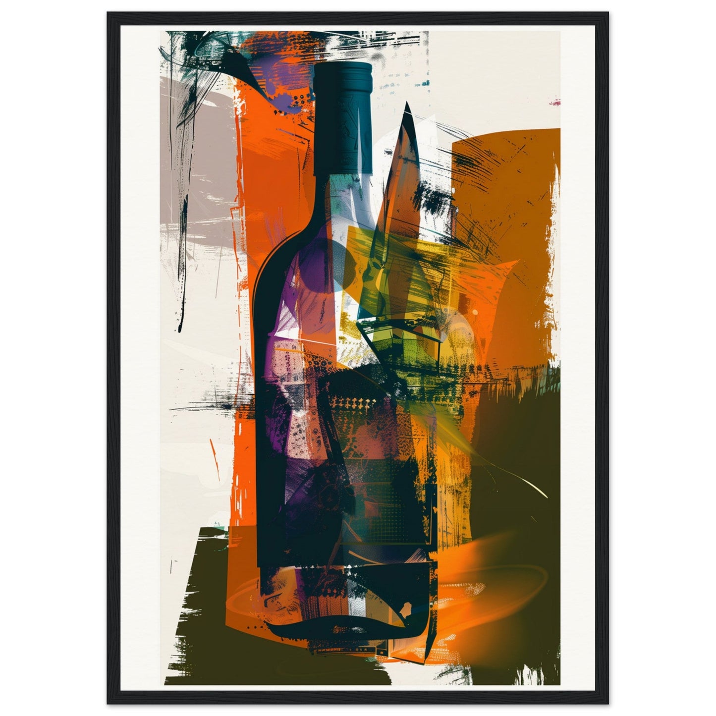 Affiche Vin ( 50x70-cm-Bois-noir)