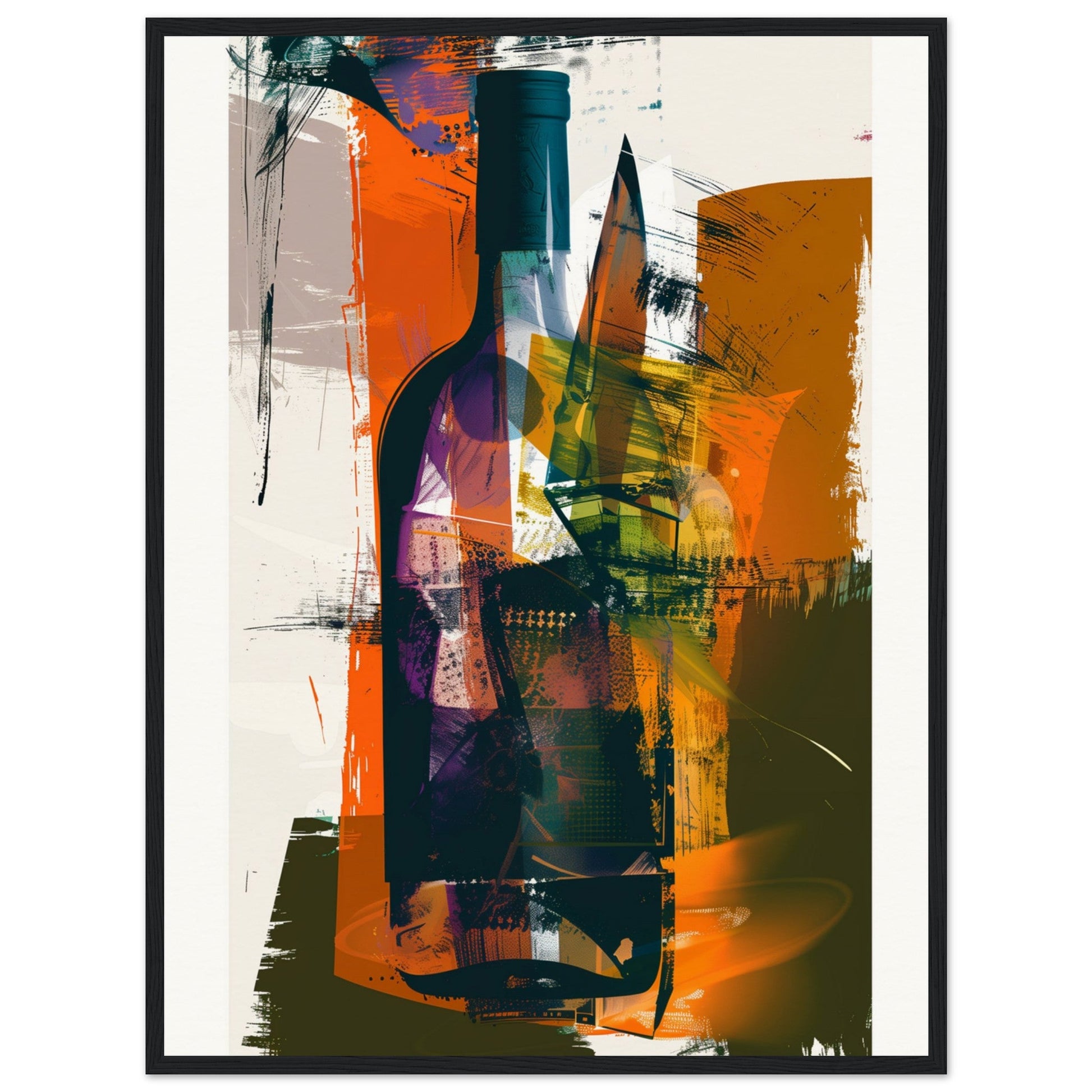 Affiche Vin ( 60x80-cm-Bois-noir)