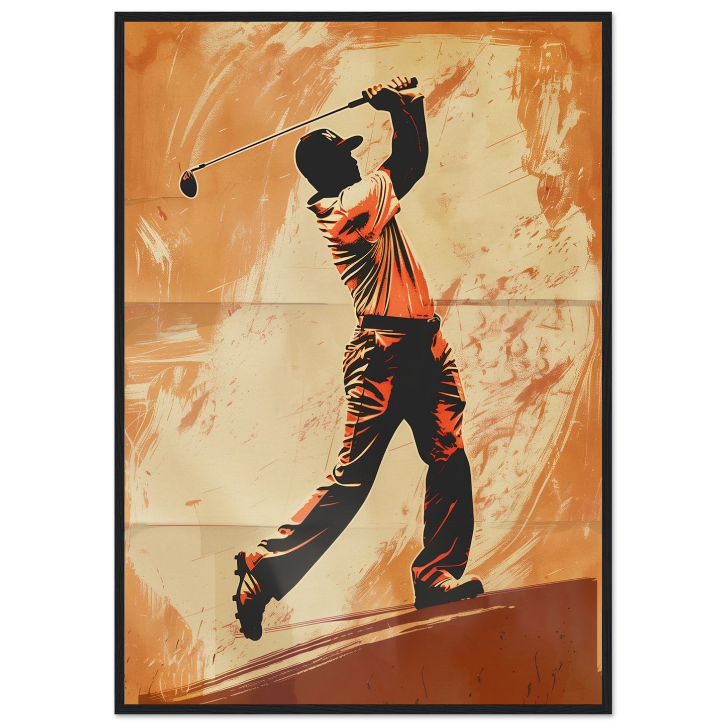 Affiche Vintage Golf ( 70x100-cm-Bois-noir)