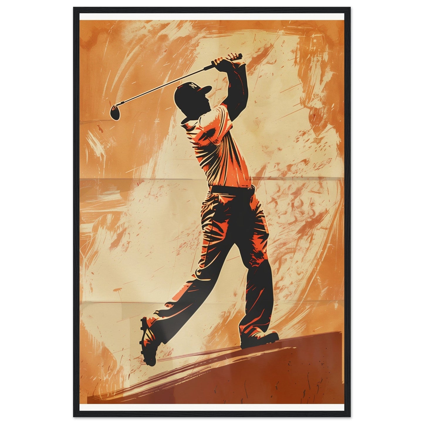 Affiche Vintage Golf ( 60x90-cm-Bois-noir)